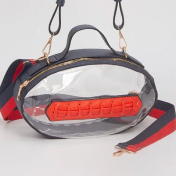 NWT Navy Blue & Orange Clear Football Crossbody Bag Stadium Approved Gameday - Picture 1 of 1